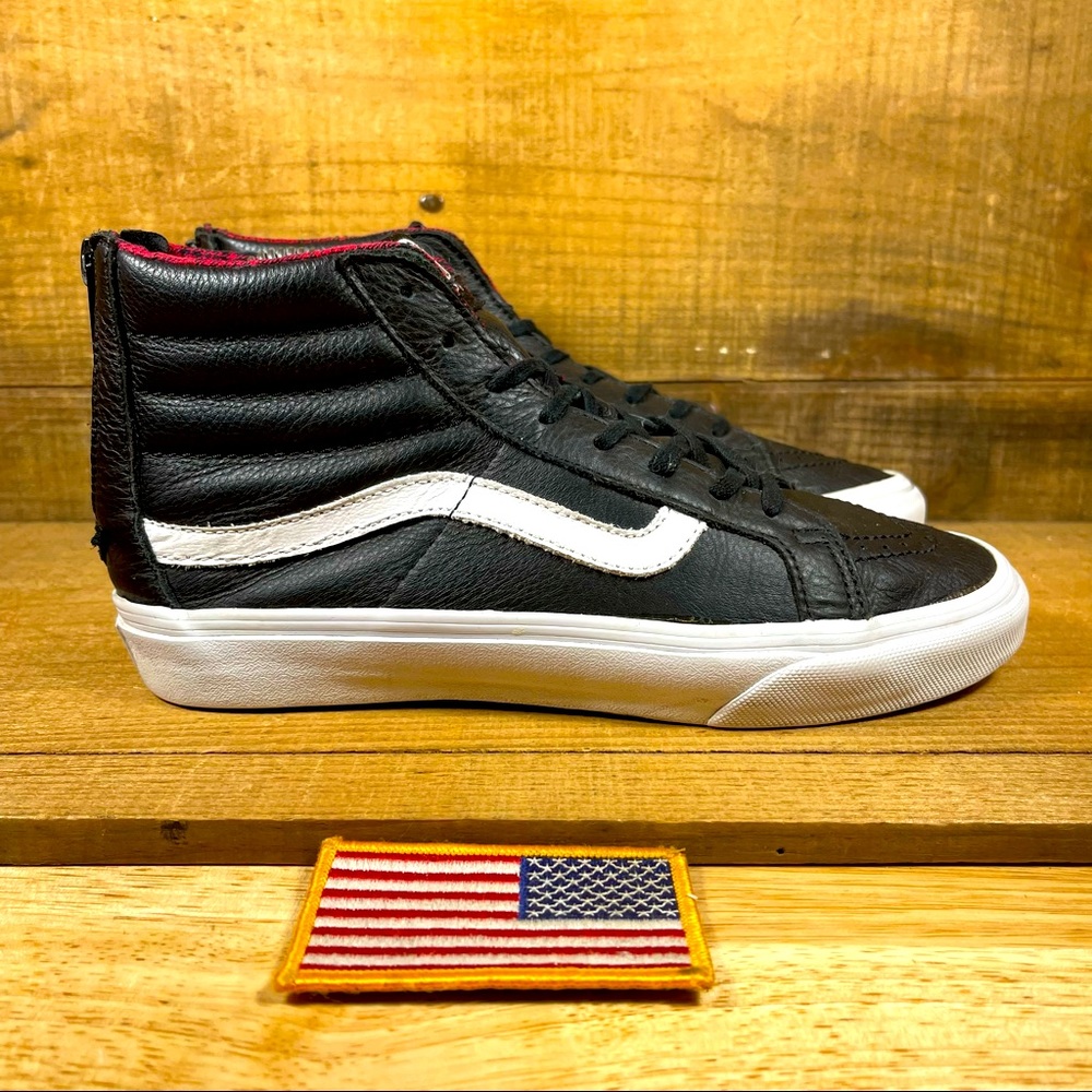 Vans Leather Sk8 Hi | Unisex | Black White